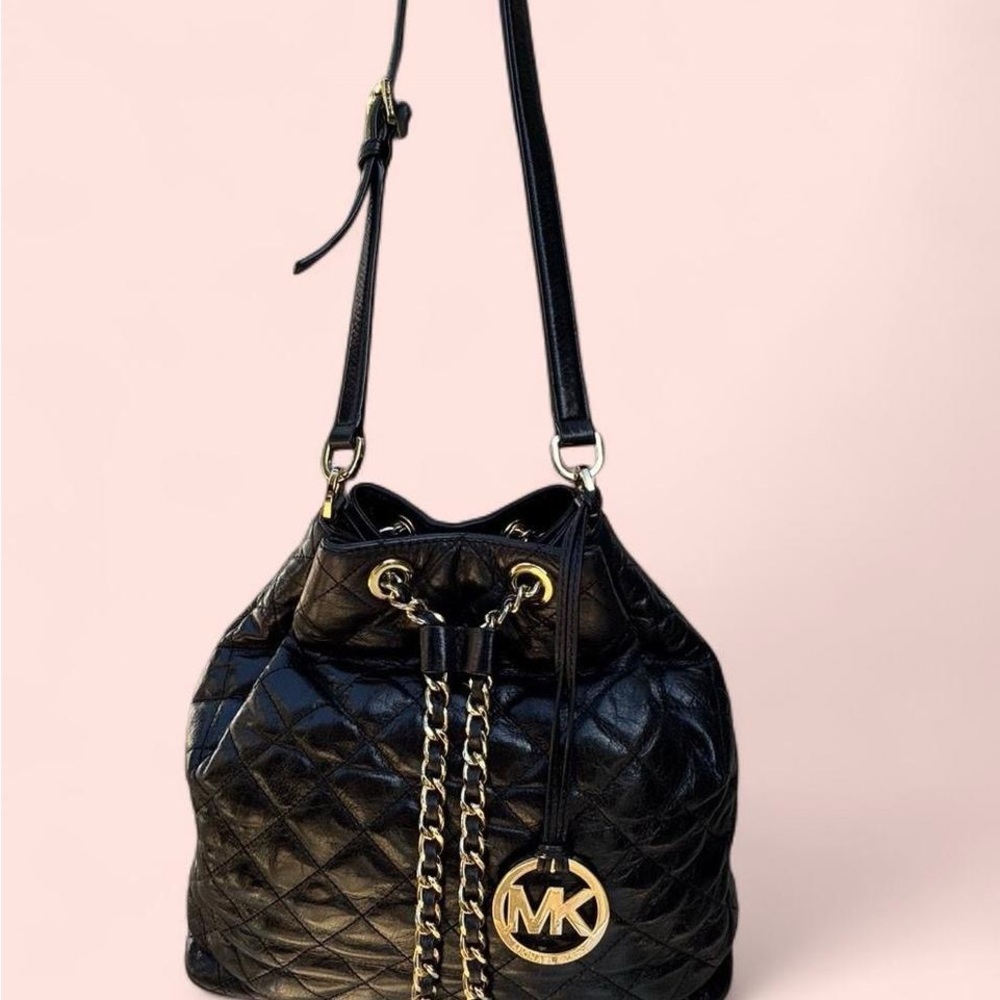 Y2K Michael Kors Black Leather Quilted Chain-Strap Shoulder Bag Crossbody Purse
